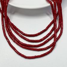 Коралл тонированный красный "рондель" 3,5 х 2 мм, нить 20 см